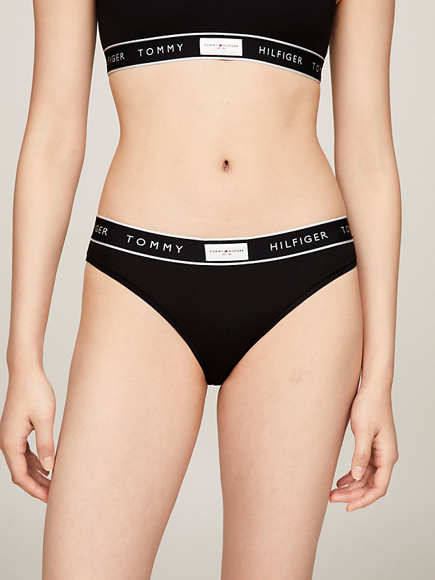black th established tonal logo waistband briefs for women tommy hilfiger