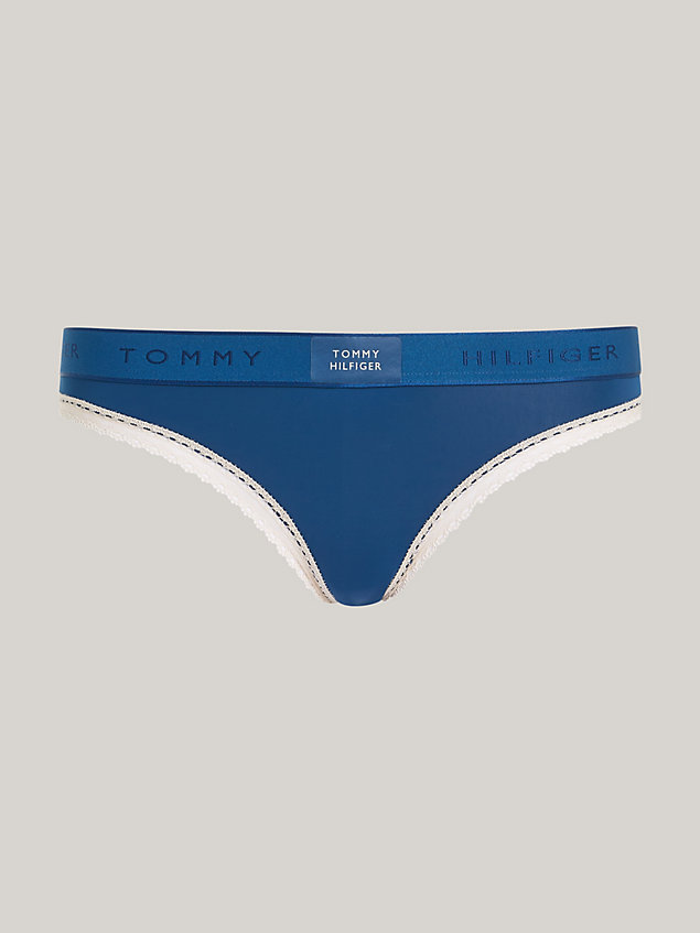 blue slip mit spitzenbesatz und logo für damen - tommy hilfiger