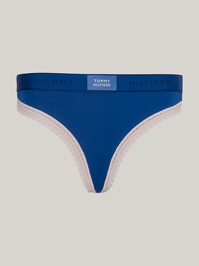 blue string mit spitze und logo am taillenbund für damen - tommy hilfiger