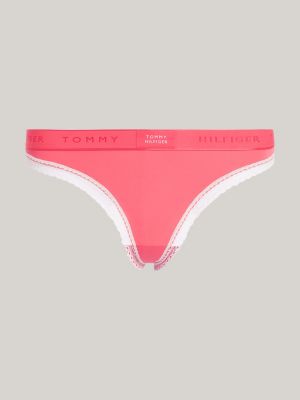 Tommy Hilfiger Thong with logo on waistband pink - ESD Store