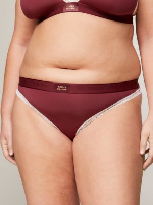 purple string mit spitze und logo-taillenbund für damen - tommy hilfiger
