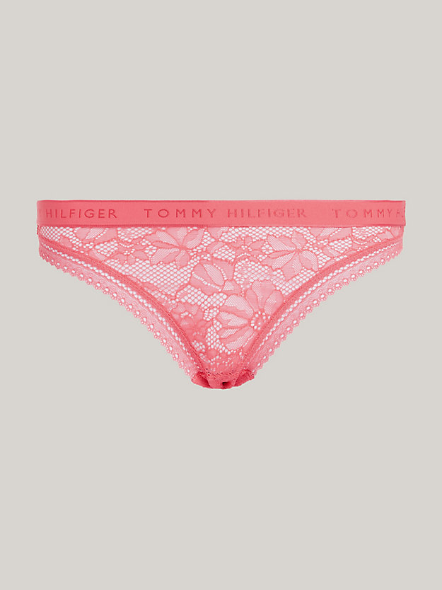 pink floral lace logo waistband thong for women tommy hilfiger