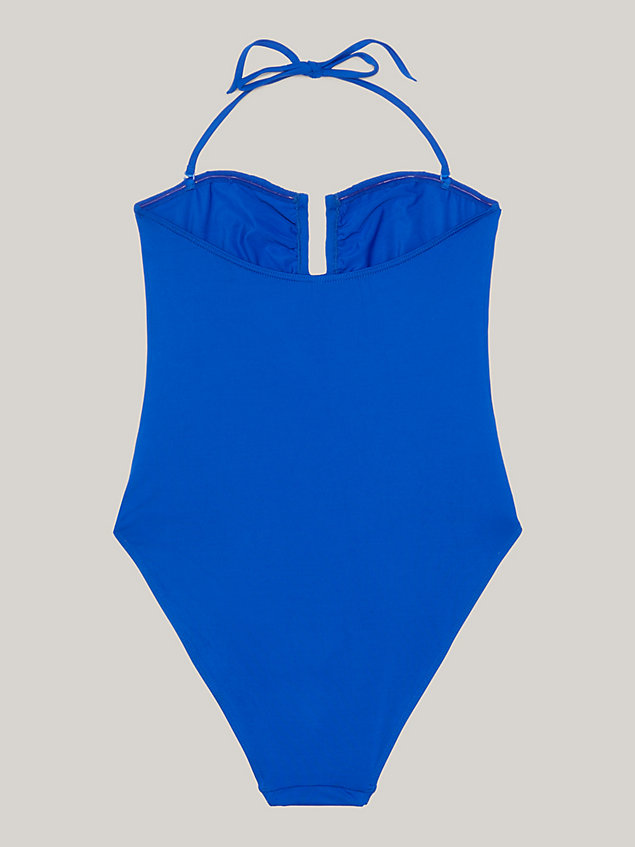 blue tommy hilfiger x vacation bandeau one-piece swimsuit for women tommy hilfiger