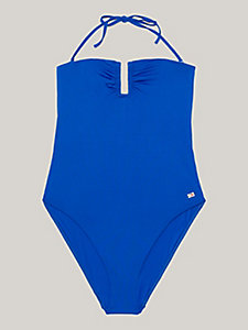 blue tommy hilfiger x vacation bandeau one-piece swimsuit for women tommy hilfiger