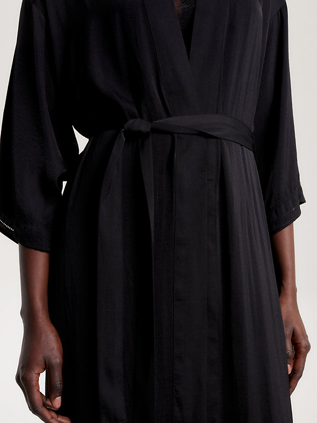 black elevated maxi length kimono bathrobe for women tommy hilfiger