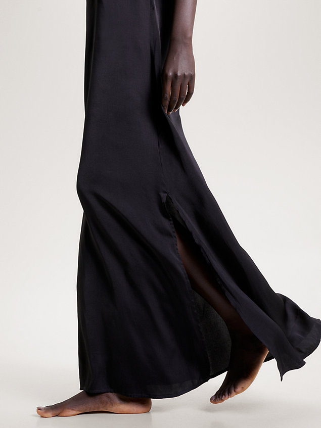 nuisette longue elevated à bordure en dentelle black pour femmes tommy hilfiger