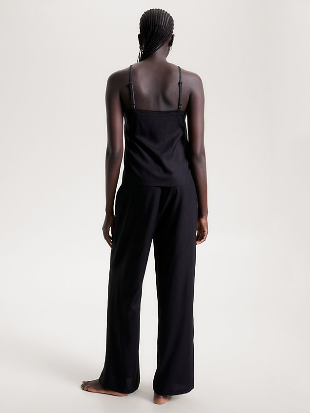 black lace trim cami pyjama set for women tommy hilfiger