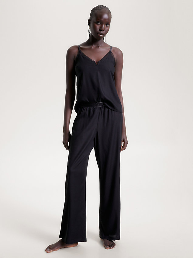black lace trim cami pyjama set for women tommy hilfiger
