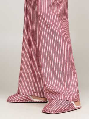 rood original cadeauset met pyjama en pantoffels voor dames - tommy hilfiger