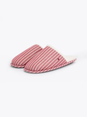 rood original cadeauset met pyjama en pantoffels voor dames - tommy hilfiger