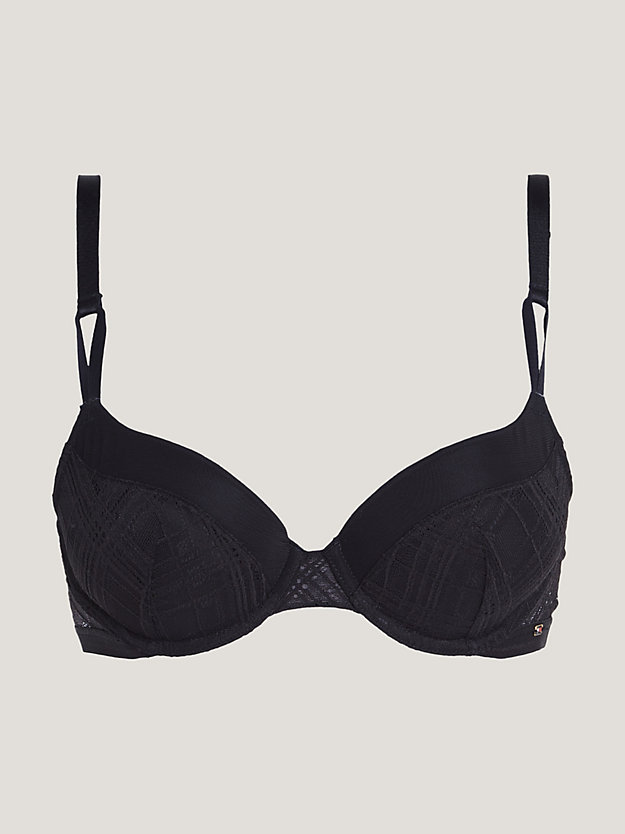 Elevated Geo Lace Padded Demi Cup Bra | Black | Tommy Hilfiger