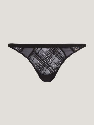 Elevated Geo Lace Thong, Black