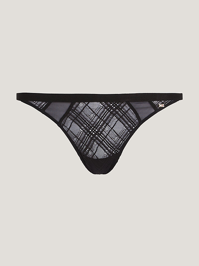 black elevated geo lace thong for women tommy hilfiger