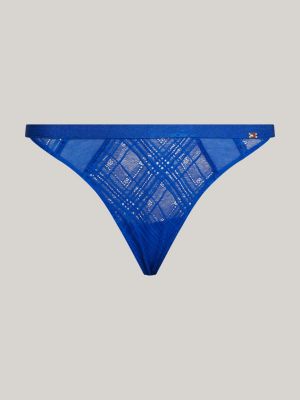 Elevated Geo Lace Thong, Blue