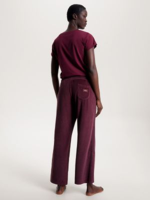 Velour Wide Leg Lounge Trousers Red Tommy Hilfiger