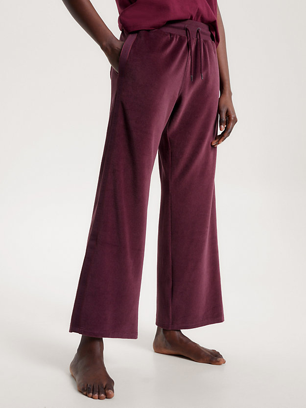 red velour wide leg lounge trousers for women tommy hilfiger