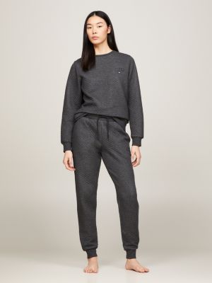 grey th original gestepptes lounge-sweatshirt für damen - tommy hilfiger