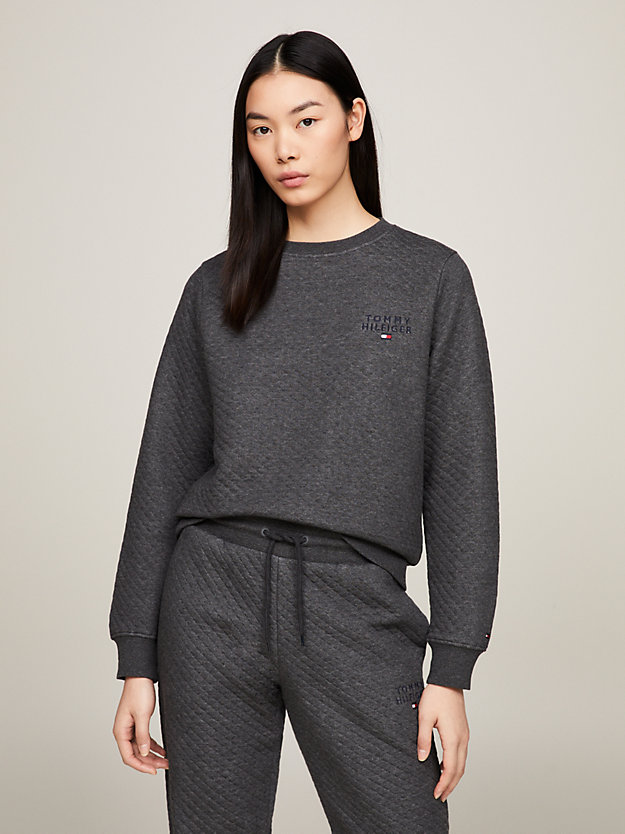 grey th original quilted lounge sweatshirt for women tommy hilfiger