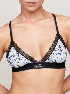 TOMMY HILFIGER Floral Lace Unlined Triangle Bra - Black