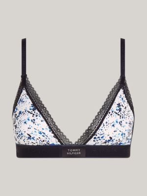 Floral Lace Unpadded Printed Triangle Bra, Grey