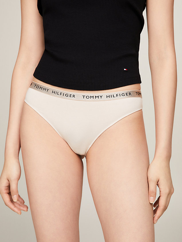 beige 3-pack shiny waistband thong gift set for women tommy hilfiger