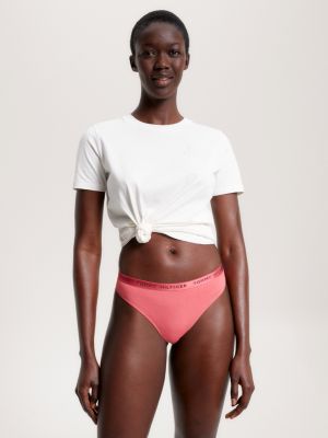 Tommy Hilfiger g-string with logo banding in pale blush