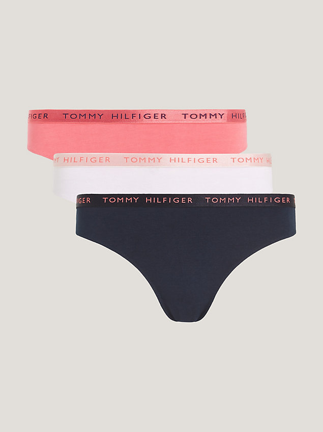purple 3-pack shiny waistband thong gift set for women tommy hilfiger