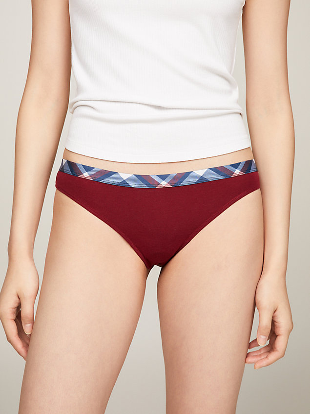 multi 3-pack tartan check waistband thong gift set for women tommy hilfiger
