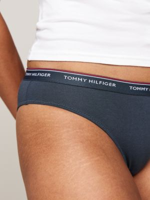 blau 3er-pack premium essential logomuster-slips für damen - tommy hilfiger