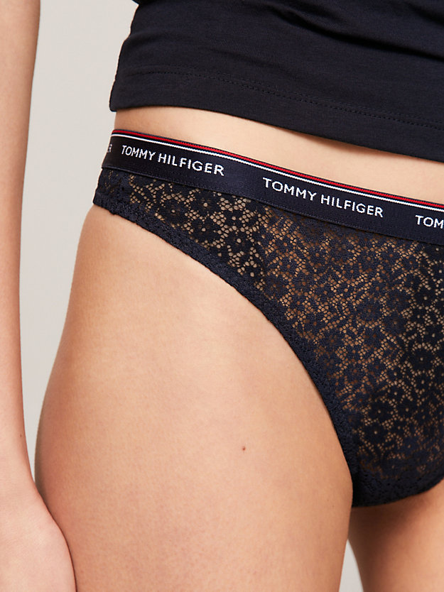 multi 3-pack premium essential floral lace thongs for women tommy hilfiger