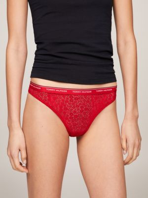 multi premium essential 3er-pack strings mit spitze für damen - tommy hilfiger