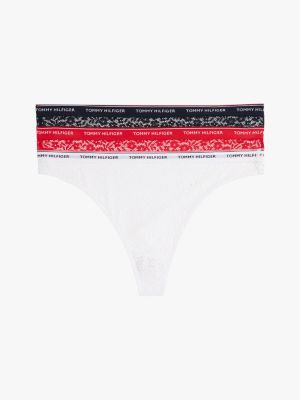 multi premium essential 3er-pack strings mit spitze für damen - tommy hilfiger