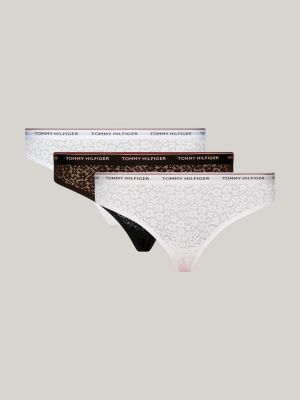 Tommy Hilfiger Underwear Essential Logo Brazilian Brief 3 Pack  White/Sublunar/Light Pink Women's