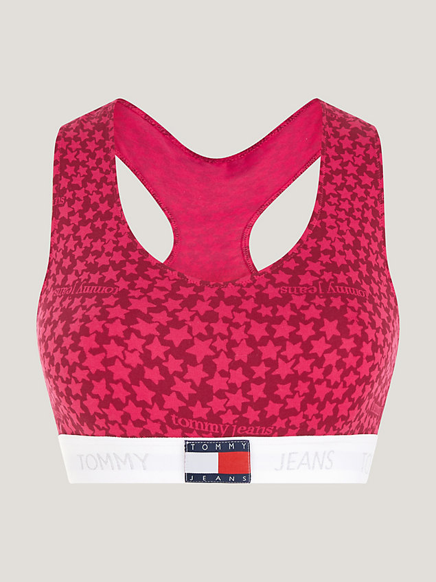 bralette heritage à logo imprimé et dos nageur pink pour femmes tommy jeans
