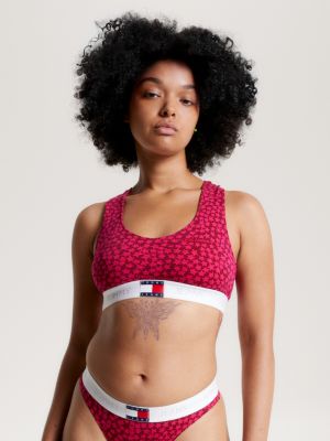 Heritage Logo Print Racerback Bralette, Pink