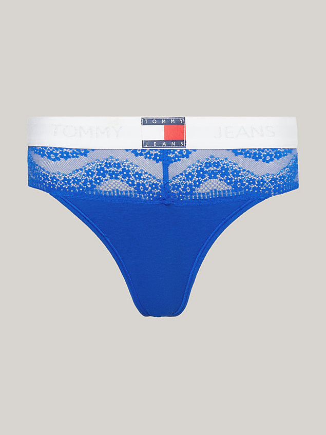 blue heritage lace metallic thong for women tommy jeans