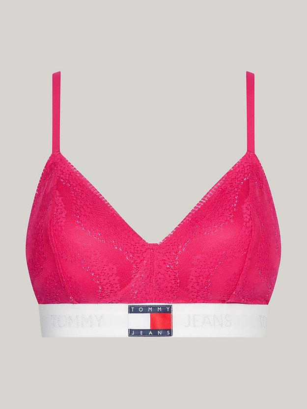 pink heritage lace padded push-up bralette for women tommy jeans