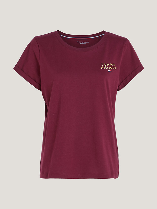 purple th original lounge-t-shirt met logo voor dames - tommy hilfiger