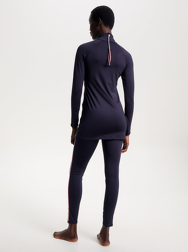 blue repreve® full length modest swim leggings for women tommy hilfiger