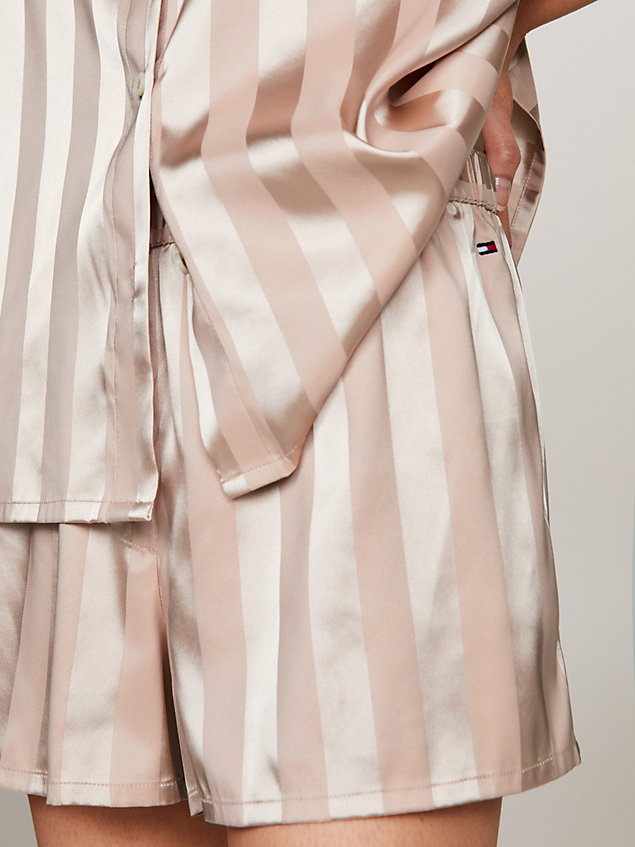 pink global stripe matte and shine short pyjama set for women tommy hilfiger