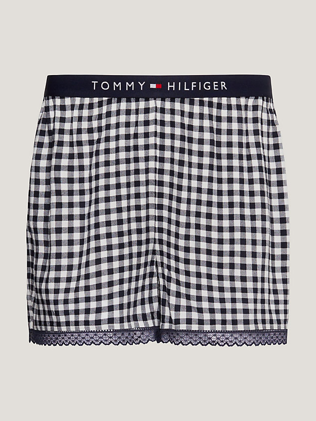 blue th original pyjama-shorts mit spitzen-print für damen - tommy hilfiger