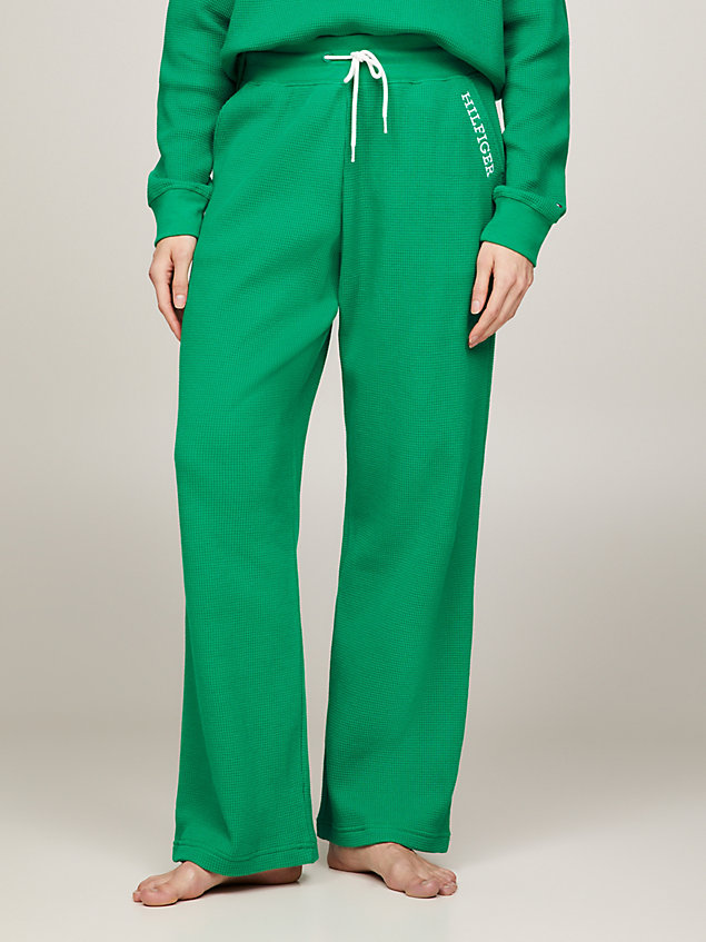 green hilfiger monotype waffle lounge joggers for women tommy hilfiger