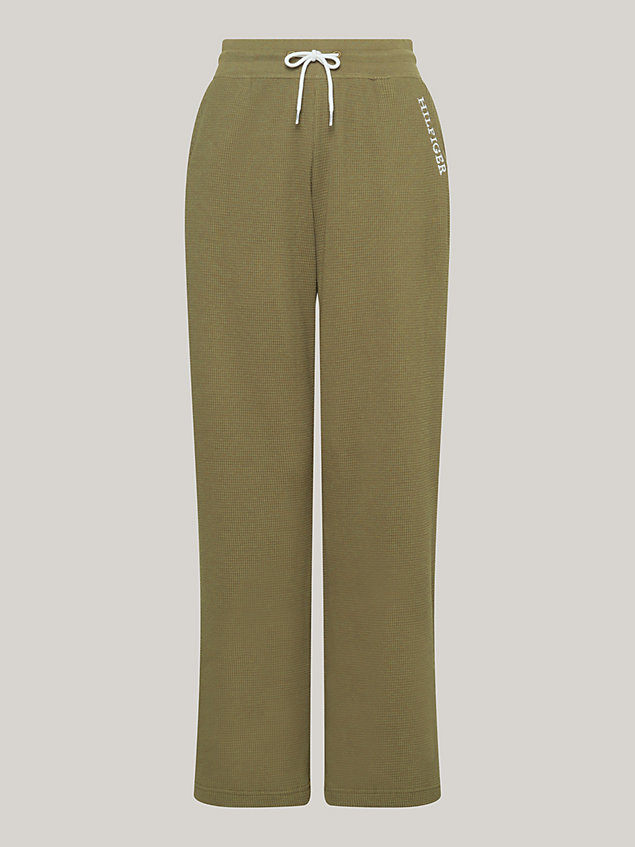 green hilfiger monotype waffle texture lounge trousers for women tommy hilfiger