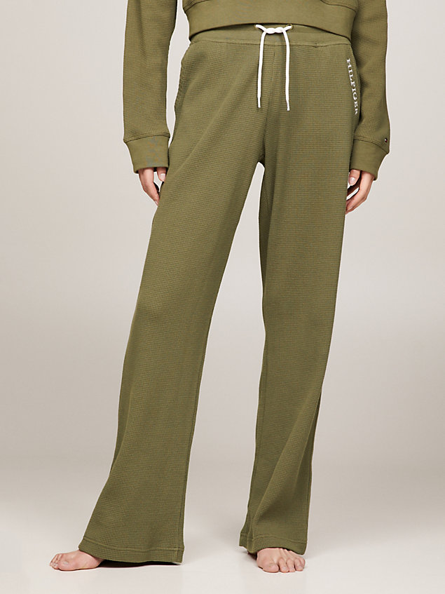 green hilfiger monotype waffle lounge joggers for women tommy hilfiger