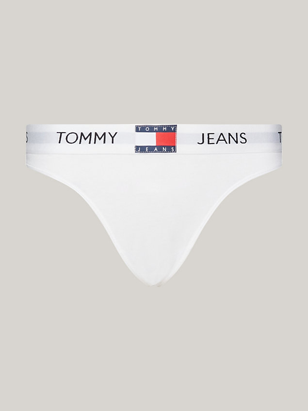 white heritage ribbed thong for women tommy jeans