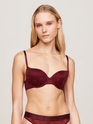 TH Monogram Lace Plunge Padded Demi Bra, Purple