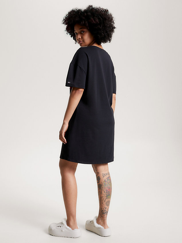 black heritage oversized nachthemd met logo voor dames - tommy jeans