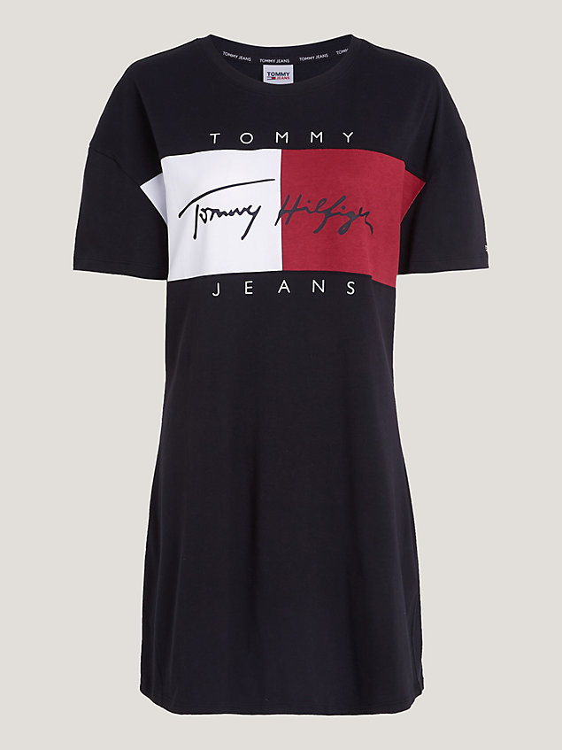 black heritage nachthemd mit oversize-logo für damen - tommy jeans