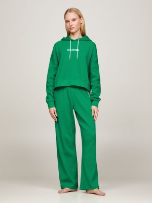green hilfiger monotype lounge-hoodie für damen - tommy hilfiger