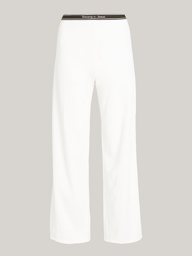white essential loungebroek met wafelsteek voor dames - tommy jeans